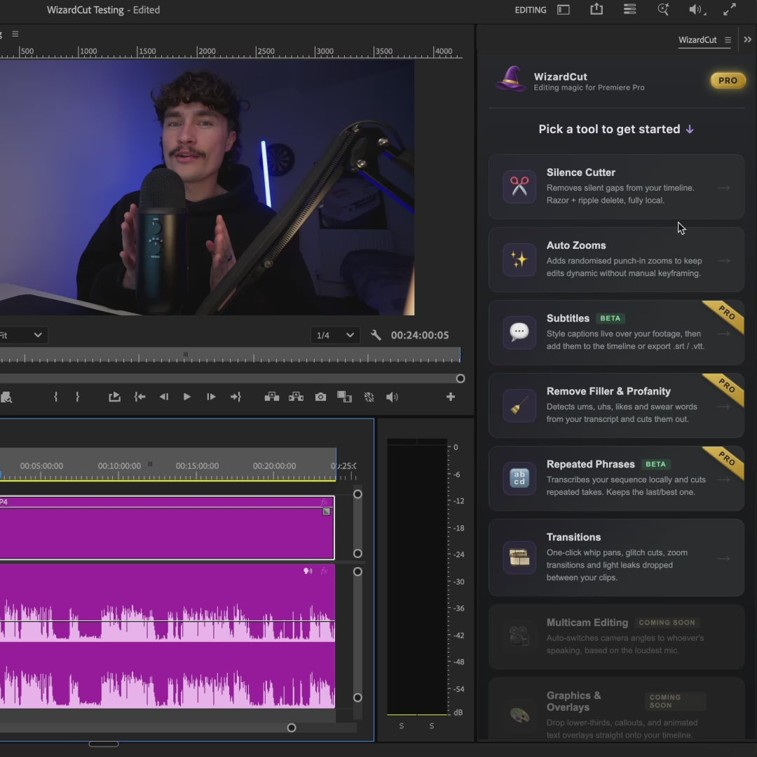 WizardCut Pro - Auto Silence Cutter Plugin For Premiere Pro preview